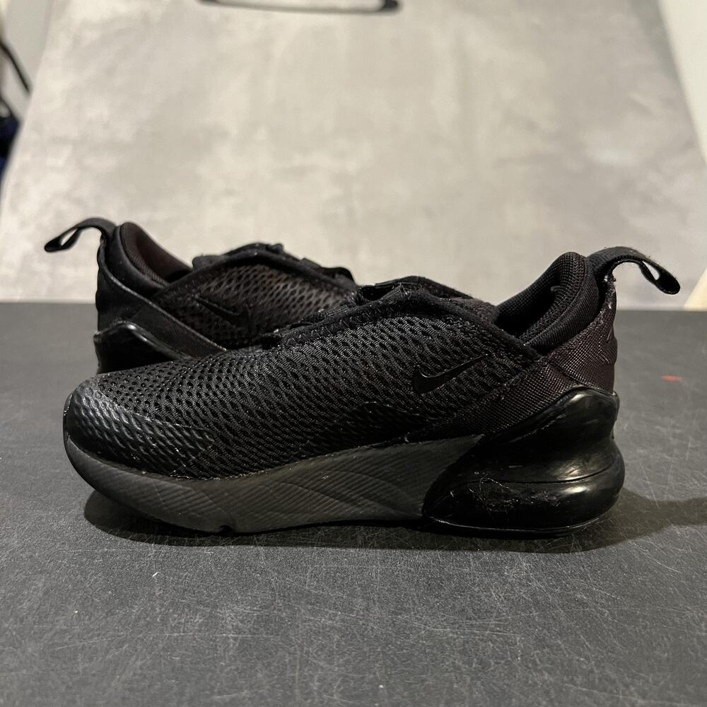 Nike Air Max 270 Shoes Kids Size 11C Black Triple Black Mesh AO2372-006 Sneakers - Picture 7 of 9
